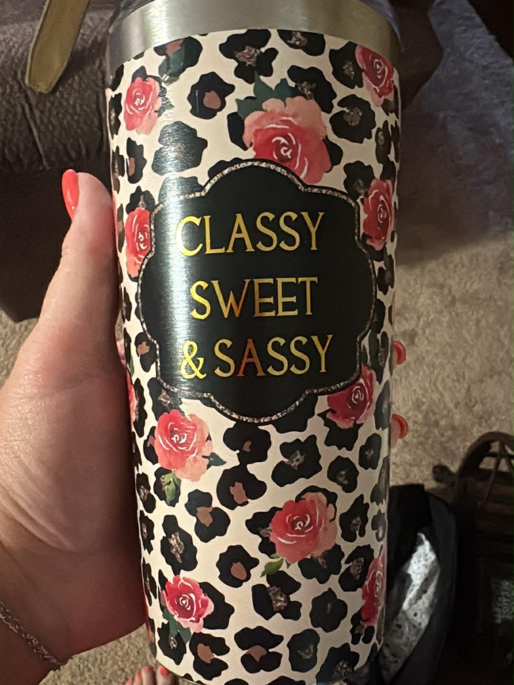Classy Sweet & Sassy Floral Leopard Tumbler